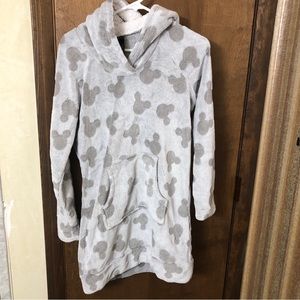 Disney Women’s Small Hoodie Mickey Gray Fleece Lounge Sherpa Dress Sleepwear